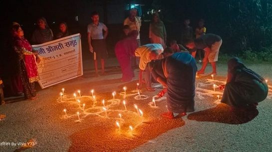 Mahnwache in Nepal Inter-religiöse und inter-generationelle Mahnwache für sozialen Zusammenhalt in Nepal in Palhinandan RM, Lumbini Provinz, am Internationalen Friedenstag, 21.9.2025