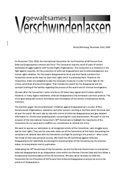 Statement der Koalition gegen Verschwindenlassen zu 10 Jahre ICPPED - Englisch Statement der Koalition gegen Verschwindenlassen zu 10 Jahre ICPPED - Englisch