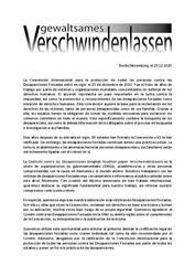 Statement der Koalition gegen Verschwindenlassen zu 10 Jahre ICPPED-Spanisch Statement der Koalition gegen Verschwindenlassen zu 10 Jahre ICPPED-Spanisch