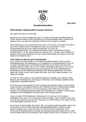 GEPA Statement zur Qualität fair gehandelten Kaffees GEPA Statement zur Qualität fair gehandelten Kaffees