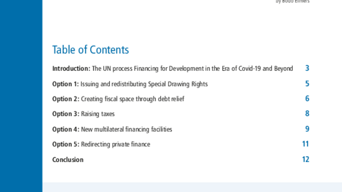 Briefing: UN Financing for Development Options